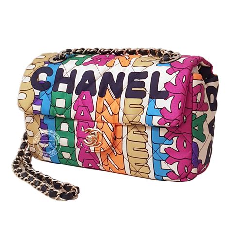 chanel flap bag multicoloured fabric ghw